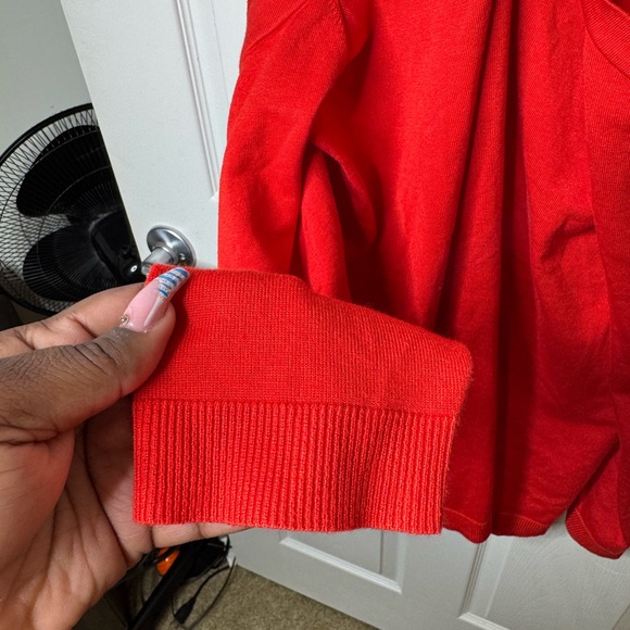 4X Red Orange Torrid Cold Shoulder Sweater w/ Long Sleeves & Back Zip - Picture 6 of 7